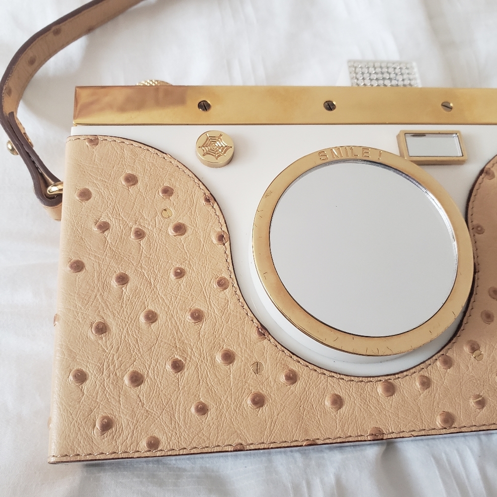 Charlotte olympia nostalgia camera clutch bag novelty Ostrich print effect - Picture 4 of 8